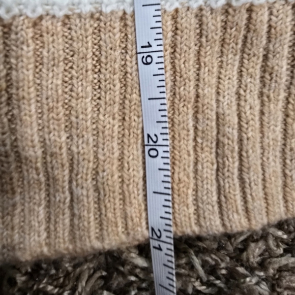 American Eagle NWT Stripped Knit Polo Sweater Tan/White Size M - Picture 6 of 8